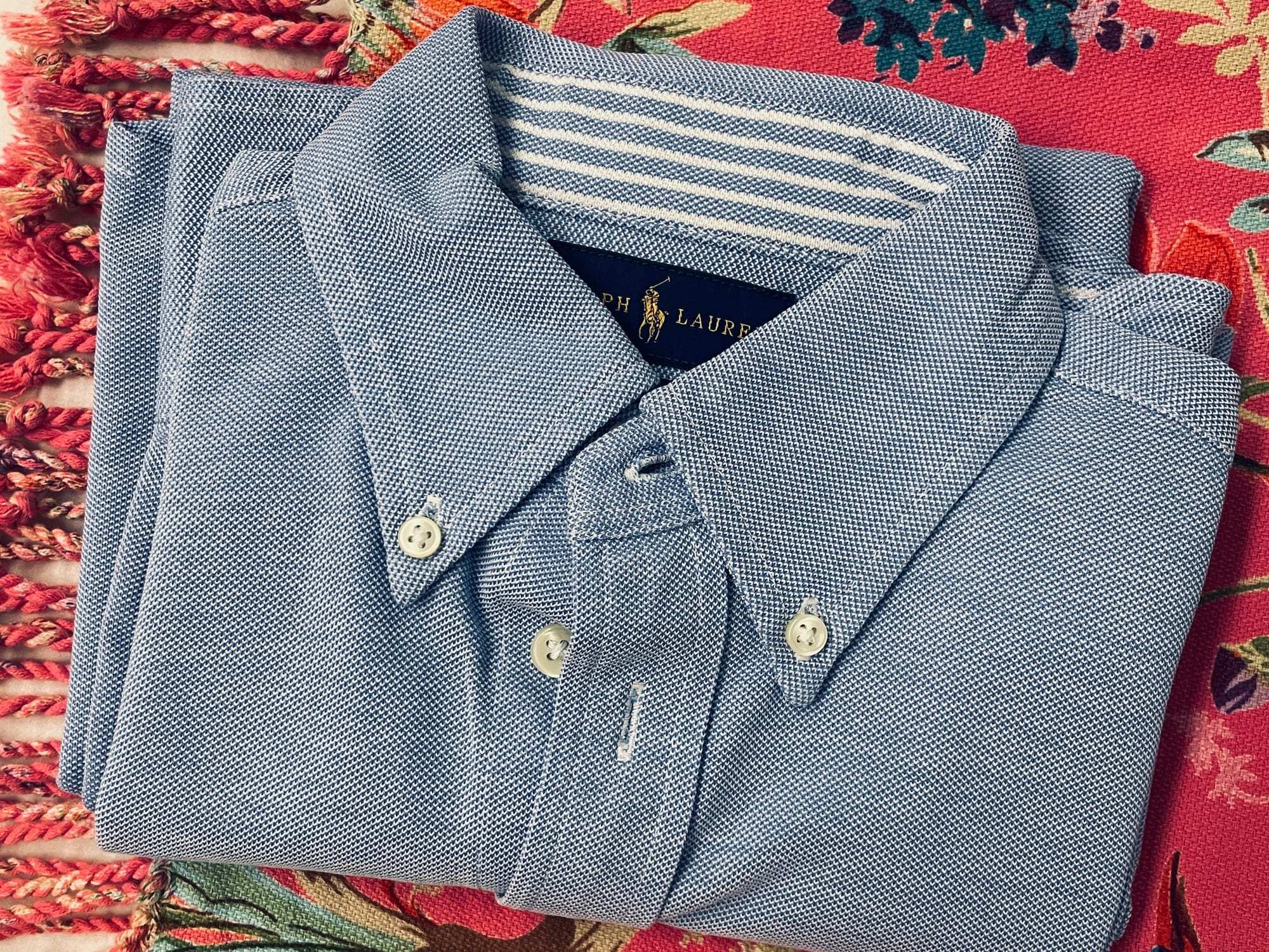 Polo Ralph Lauren stretch piqué button down shirt in light blue